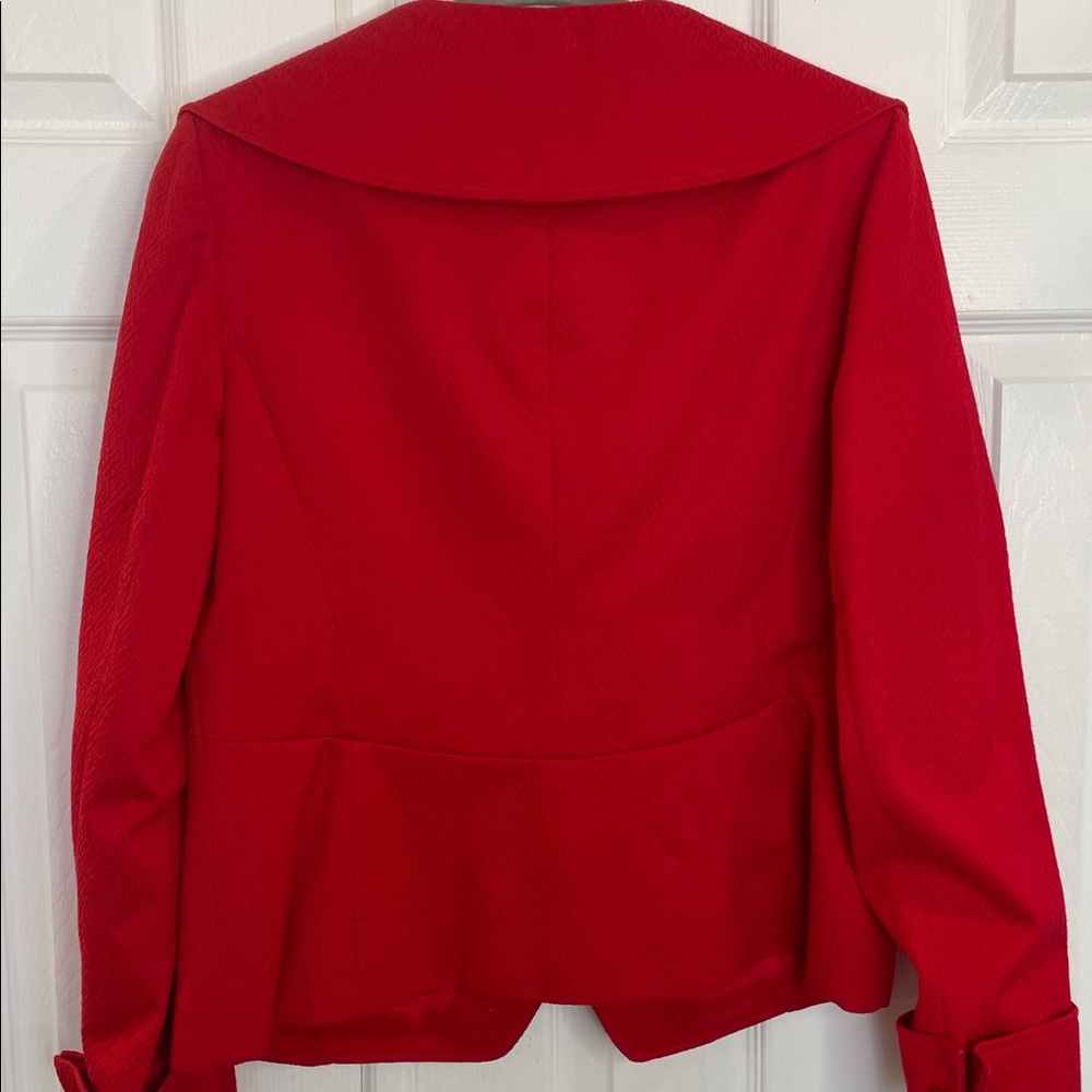 Ellen Tracy Solid Vibrant Red Double Breasted Lon… - image 8